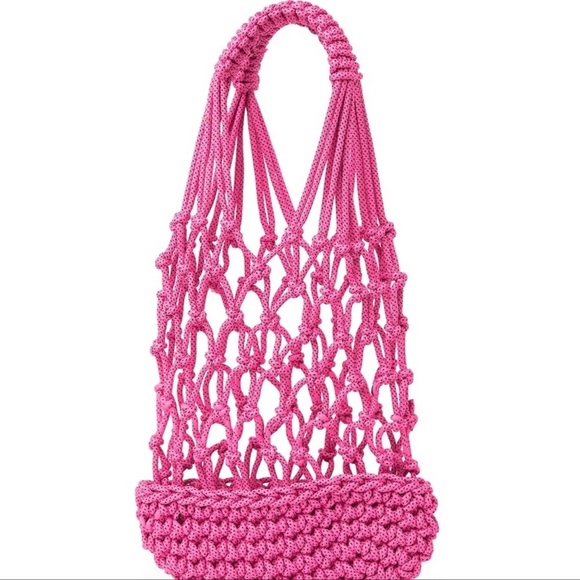 French Connection Handbags - FRENCH CONNECTION JASMINE BRAIDED TOTE  IN PINK - NWT!